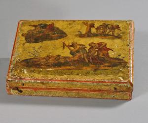 Porta Fiches laccata e decorata ad arte povera, Francia metà secolo XVIII